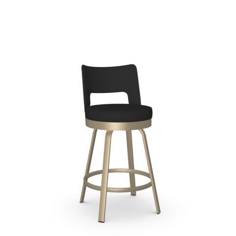 Brock Swivel Stool Champagne Metal with Doodle Fabric
